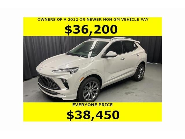 2026 Buick Encore GX Avenir in White Frost Tricoat — front three-quarter view